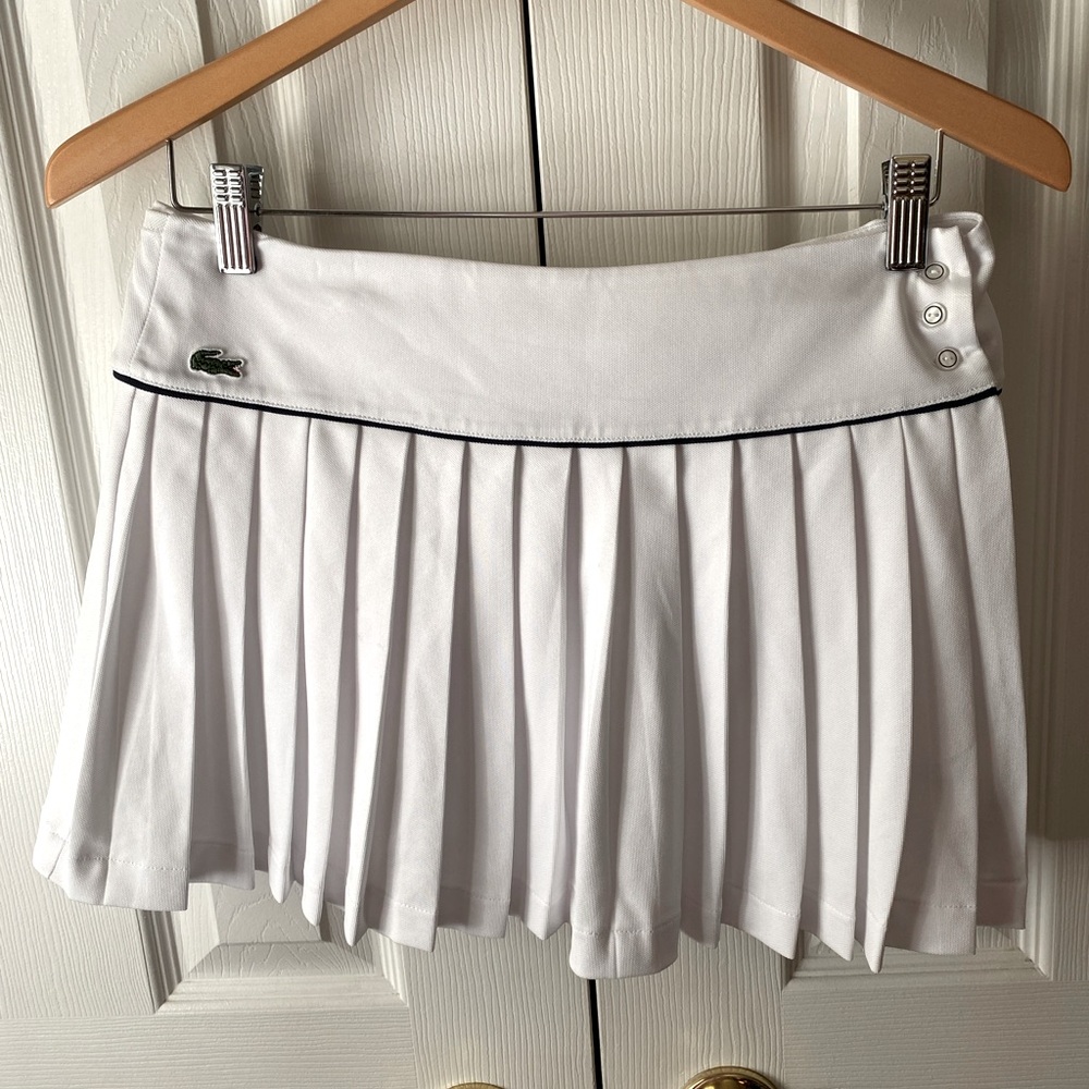 LACTOSE Sport White Pique Pleated Button Wrap Mini Tennis Skirt SZ 38 (M US)